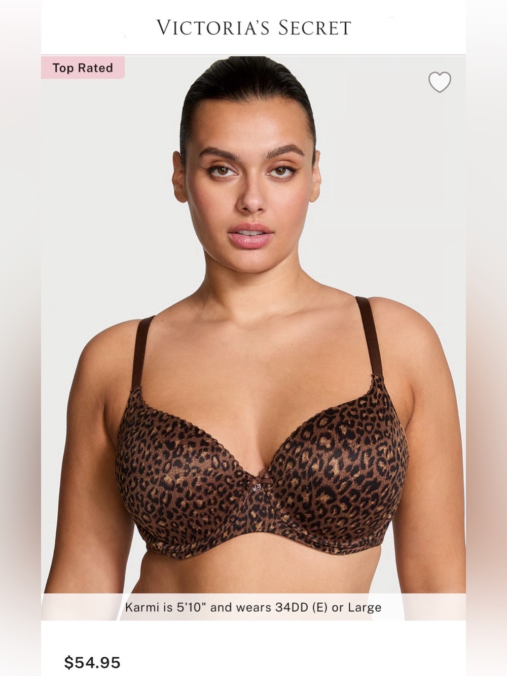 Victoria Secret Leopard Print Underwire Push Up Bra-Brown-Women Intimates-38-DDD